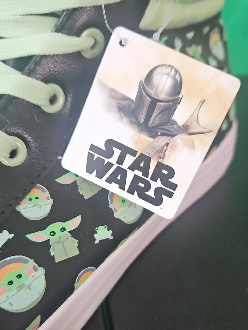 Star Wars Black Sneakers with Light Green Baby Yoda Print